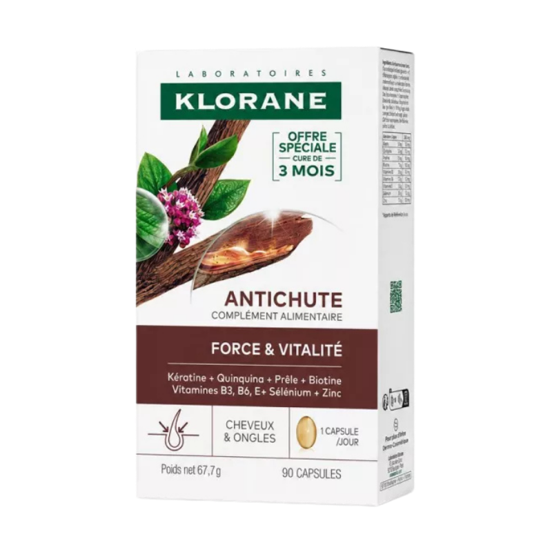 Klorane Antichute Force et Vitalit&eacute;, 90 capsules