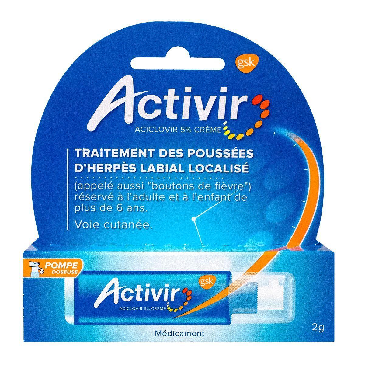 Activir 5% Crème pompe-dose traitement des poussées d'herpès labial ...
