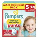 Pampers Premium Protection Pants couches-culottes taille 5 (11-17 kg) Maxi Eco-Pack (x74)