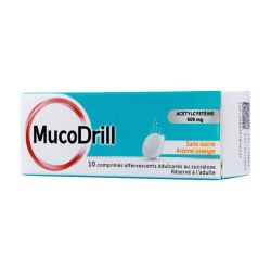 Mucodrill Acétylcystéine 600Mg sans sucre toux grasse (10 comprimés)