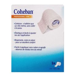 Coheban Bande de Contention Cohésive Blanche 70mmx3m