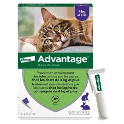 Advantage 80 anti-puces pour chats & lapins de plus de 4 kg (4 x 0,8 ml)