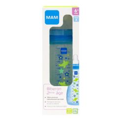 MAM Biberon 2ème Age Bleu Débit X 330Ml
