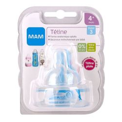 Mam Tétine Biberon Silicone 4Mois+ Debit 3 Rapide x2