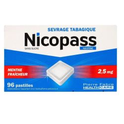 Nicopass 2,5Mg Pastille Sans Sucre Menthe Fraîcheur (x96)