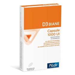 PiLeJe D3 Biane Capsule 1000 UI immunité & ossature (30 capsules végétales)