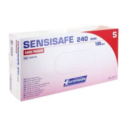 Euromedis Sensisafe Gants sans poudre 240 mm taille 6/7 (Small) (x100)