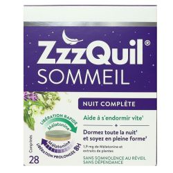 Zzzquil Sommeil Nuit Complète mélatonine 1,9 mg (28 comprimés bicouche)