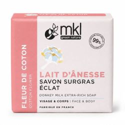 MKL Green Nature Savon Surgras Éclat au lait d'Ânesse bio - Fleur de Coton (100 g)