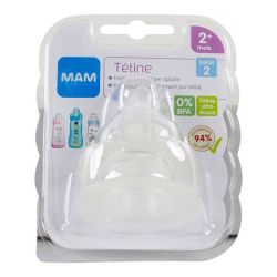 Mam Tétine Biberon Silicone 2Mois+ Debit 2 Moyen x2