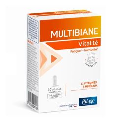 PiLeJe Multibiane Vitalité 11 vitamines & 5 minéraux, fatigue & immunité (30 gélules)