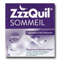 ZzzQuil Sommeil Bandelettes nasales anti-ronflement respiration facilitée (x26)