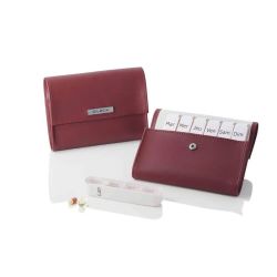 Pilbox Liberty pilulier semainier + pochette (rouge ou bleu marine)