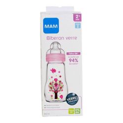 MAM Biberon Verre Rose Debit 2 260Ml