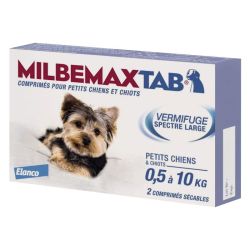 Elanco MilbemaxTab vermifuge pour petits chiens & chiots (2 comprimés)