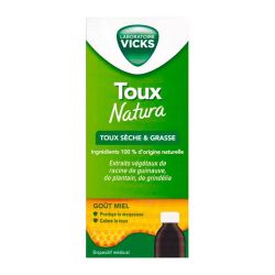 Vicks Toux Natura Sirop pour la toux sèche & grasse goût miel (140 ml)