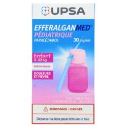 Efferalgan Pédiatrique Paracétamol 30 mg/ml Solution Buvable Arôme Fraise (90 ml)