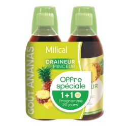 Milical Draineur Minceur Ultra goût Ananas détox & brûleur de graisses (2 x 500 ml)