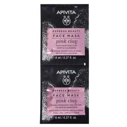 Apivita Express Beauty Masque Visage nettoyant doux à l'argile rose (2 x 8 ml)