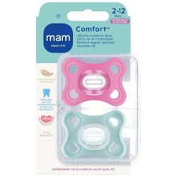 MAM Sucette Comfort Silicone Rose & Vert 2-12 mois (x2)