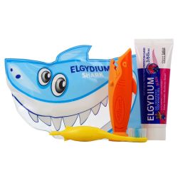 Elgydium Trousse de Voyage Kids Shark 3-6 ans (trousse + dentifrice + brosse à dents)