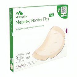 Mepilex Border Flex Oval pansement hydrocellulaire auto-fixant siliconé 15x19 cm (x16)