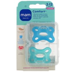 MAM Sucettes Comfort Silicone 2-12 mois (Bleu, x2)