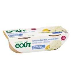 Good Goût Écrasé de chou-fleur, pomme de terre & colin d'Alaska bébé 8+ mois (2 x 190 g)