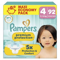Pampers Premium Protection couches bébé T.4 (9-14 kg) Maxi Economy Pack (x92)