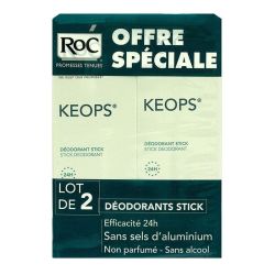 ROC Keops Déodorant Stick 24H sans alcool 40Ml X2