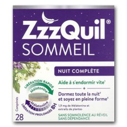 Zzzquil Sommeil Nuit Complète mélatonine 1,9 mg (28 comprimés bicouche)