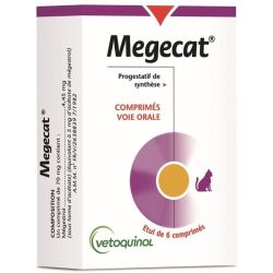 Vetoquinol Megecat prévention et interruption des chaleurs chez la chatte (6 comprimés)