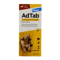 Elanco Adtab 56Mg Lotilaner Antiparasitaire pour Chiens 1.3-2.5Kg 3 comprimés