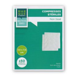 Compresses Stériles Non Tissées 7,5x7,5 cm (50 sachets de 2 compresses)