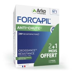 Forcapil Anti-Chute Cheveux et Ongles dévitalisés 2+1 mois OFFERT (3x30 comprimés)