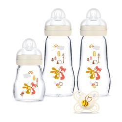 MAM Coffret de Naissance 3 Biberons en Verre + Tétine Hérissons