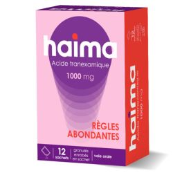Haima Règles Douloureuses acide tranexamique 1000 mg (12 sachets)