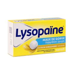 Lysopaïne Maux de gorge Citron-Gingembre Sans Sucre (2 x 18 comprimés)