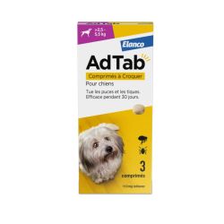 Elanco Adtab 112Mg Lotilaner Antiparasitaire pour Chiens 2.5-5.5Kg 3 comprimés