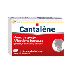 Cantalène maux de gorge, affections buccales arôme fraise (24 comprimés)