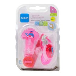 MAM Kit Sucette + Attache-sucette Silicone 6Mois+