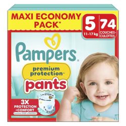 Pampers Premium Protection Pants couches-culottes taille 5 (11-17 kg) Maxi Eco-Pack (x74)