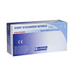 Euromedis Gant d'examen Nitrile Bleu sans poudre Taille XL 9/10 (x100)