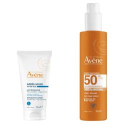 Avène Solaire Spray Solaire SPF50 200 ml + Lait réparateur après-soleil 50 ml offert