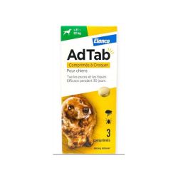 Elanco Adtab 450Mg Lotilaner Antiparasitaire pour Chiens 11-22Kg 3 comprimés