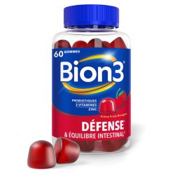 Bion 3 Défense & Équilibre intestinal probiotiques, 2 vitamines & zinc (60 gommes)