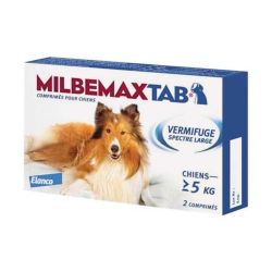 Elanco MilbemaxTab vermifuge à spectre large pour chiens de plus de 5 kg (2 comprimés)