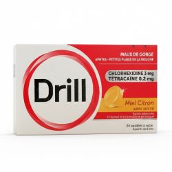Drill Pastilles Miel Citron sans sucre maux de gorges, aphtes, petites plaies (x36)