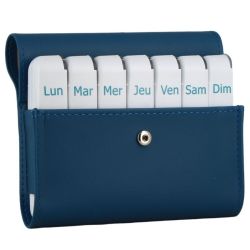 Pilbox Liberty Pilulier hebdomadaire Rouge ou Marine + étiquette bagages
