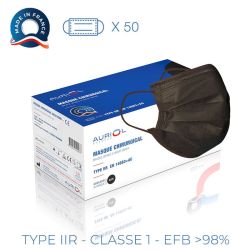 Auriol Masques Chirurgicaux Noir Type IIR taille adulte sans graphène (x50)